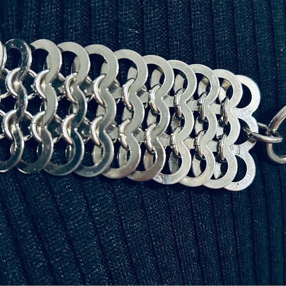 Vintage Chain Chainmail Silver Belt Adjustable Statement Y2K Grunge Accessory - Picture 3 of 3